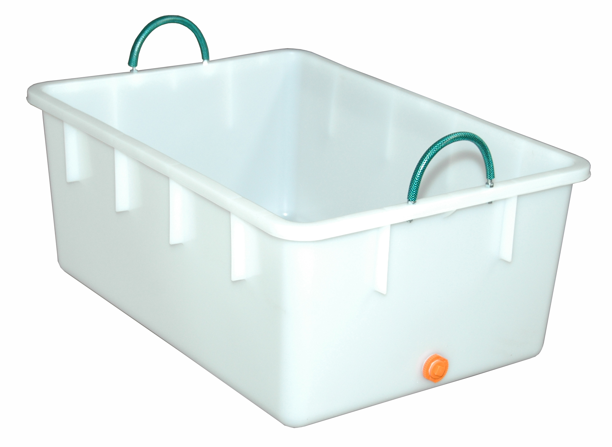 WANNE mit Griff und Ablauf, weiß, 88 cm x 63 cm x 36 cm h > 160 Liter